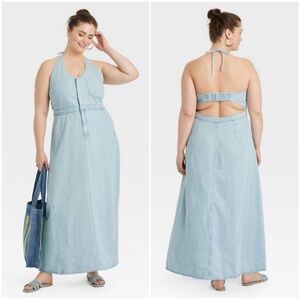 Universal Thread Denim Halter Maxi Dress, Size 17 - NWT